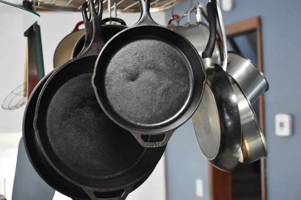 How to clean black residue off cast iron skillet